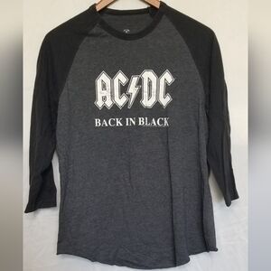 ACDC Back in Black Band Baseball Shirt, Vintage Logo, Size Medium